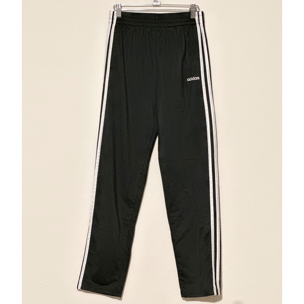Adidas‎ Youths Black Track Pants White 3 Stripe Joggers Athletic Casual XL 18/20